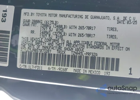 2025 Toyota Tacoma Trd Off Road из США, поврежденный, VIN 3TYLE5JN8ST073207